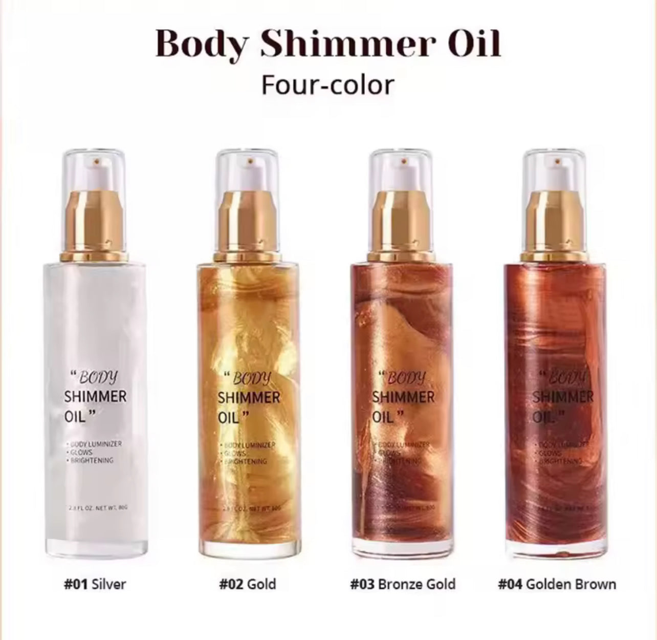 50pcs Private Label Body Glow Highlighter/Shimmer Oil
