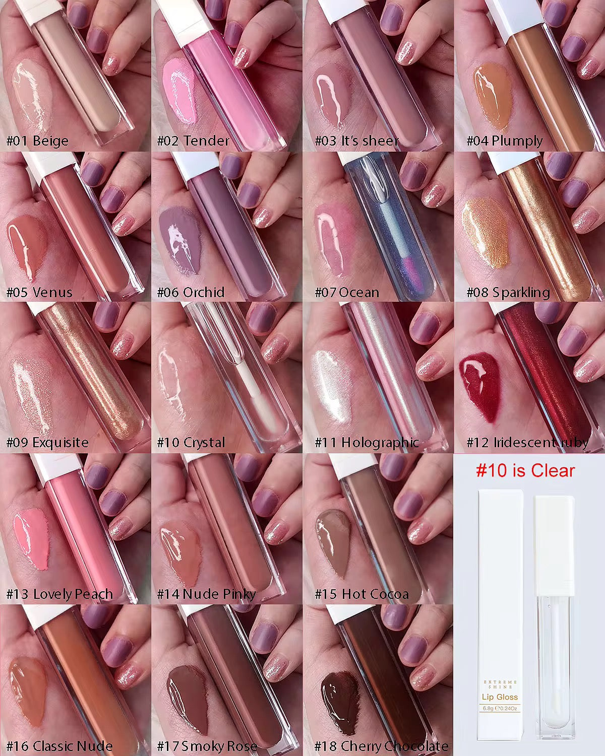 50 Sets 3-in-1 Private Label Lip Gloss