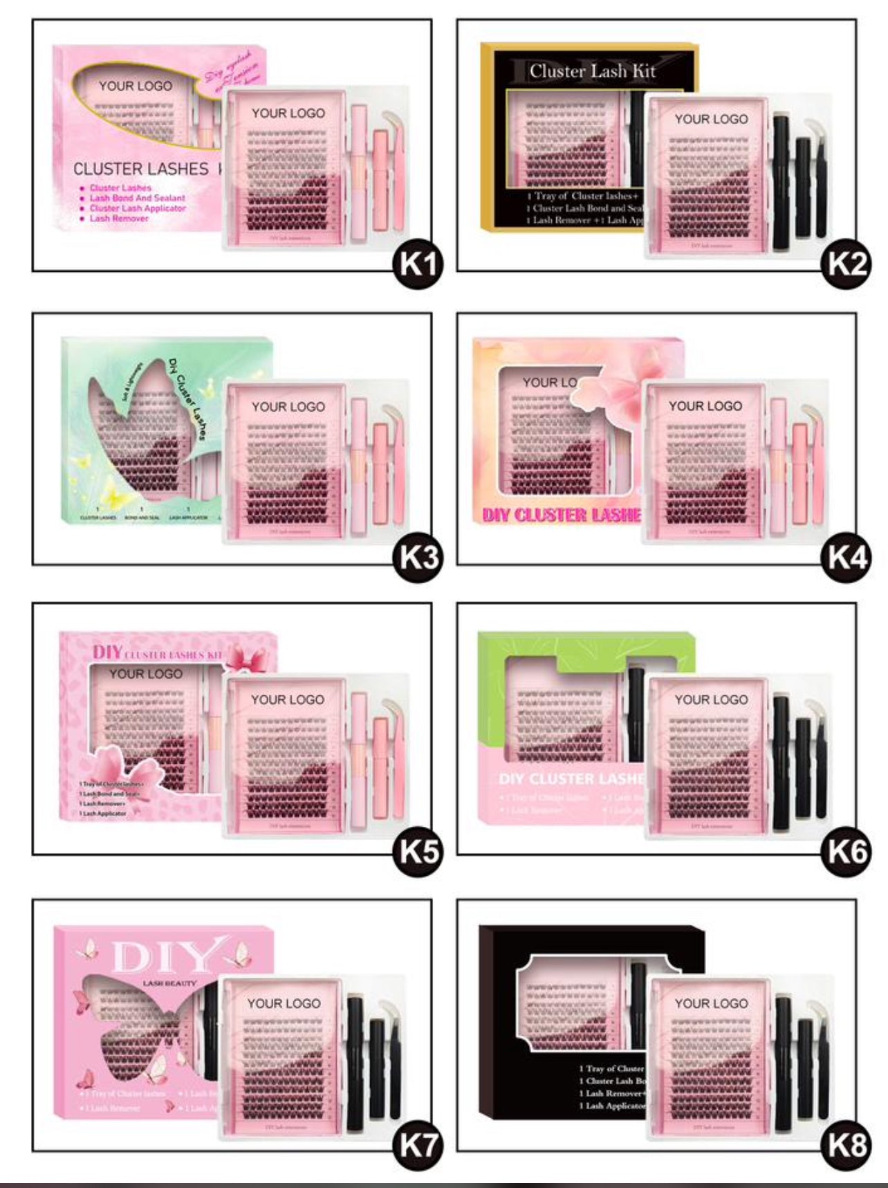 50 Sets Private Label DIY Lash Cluster Kit